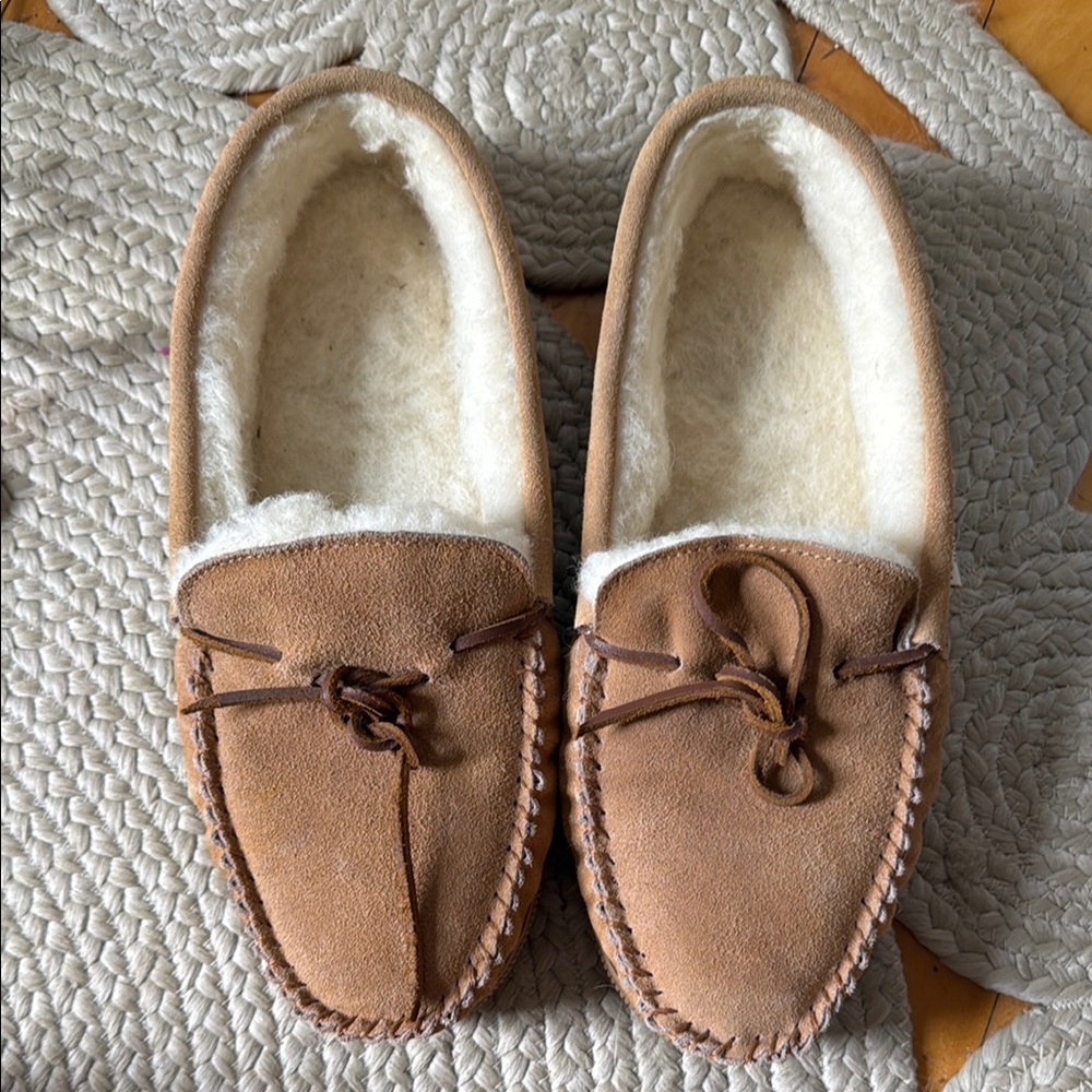 Men's Tan Suede Moccasin Slippers
